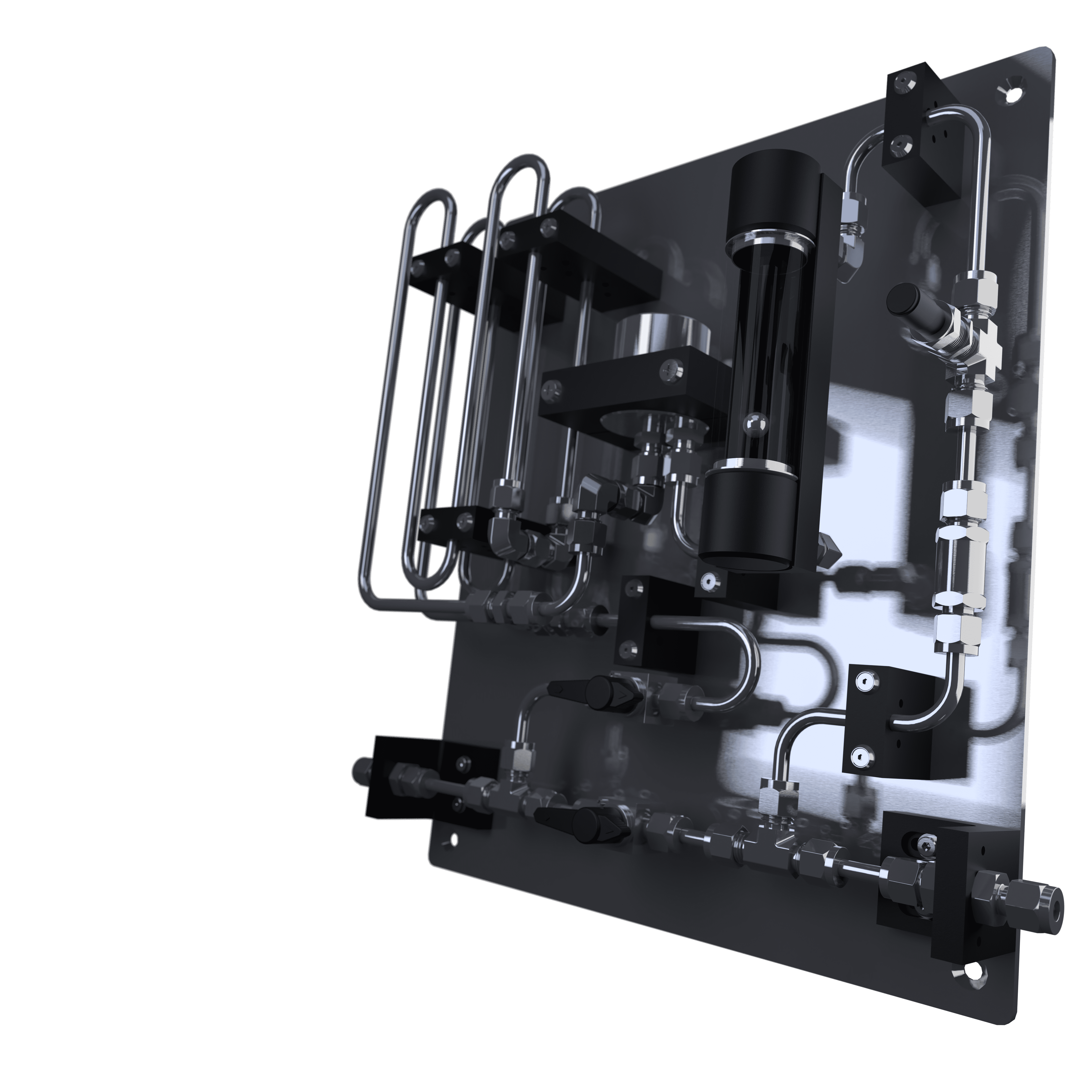 stainless steel sampling panel with extended holding tube and pressure regulation for high concentrated  liquid view right