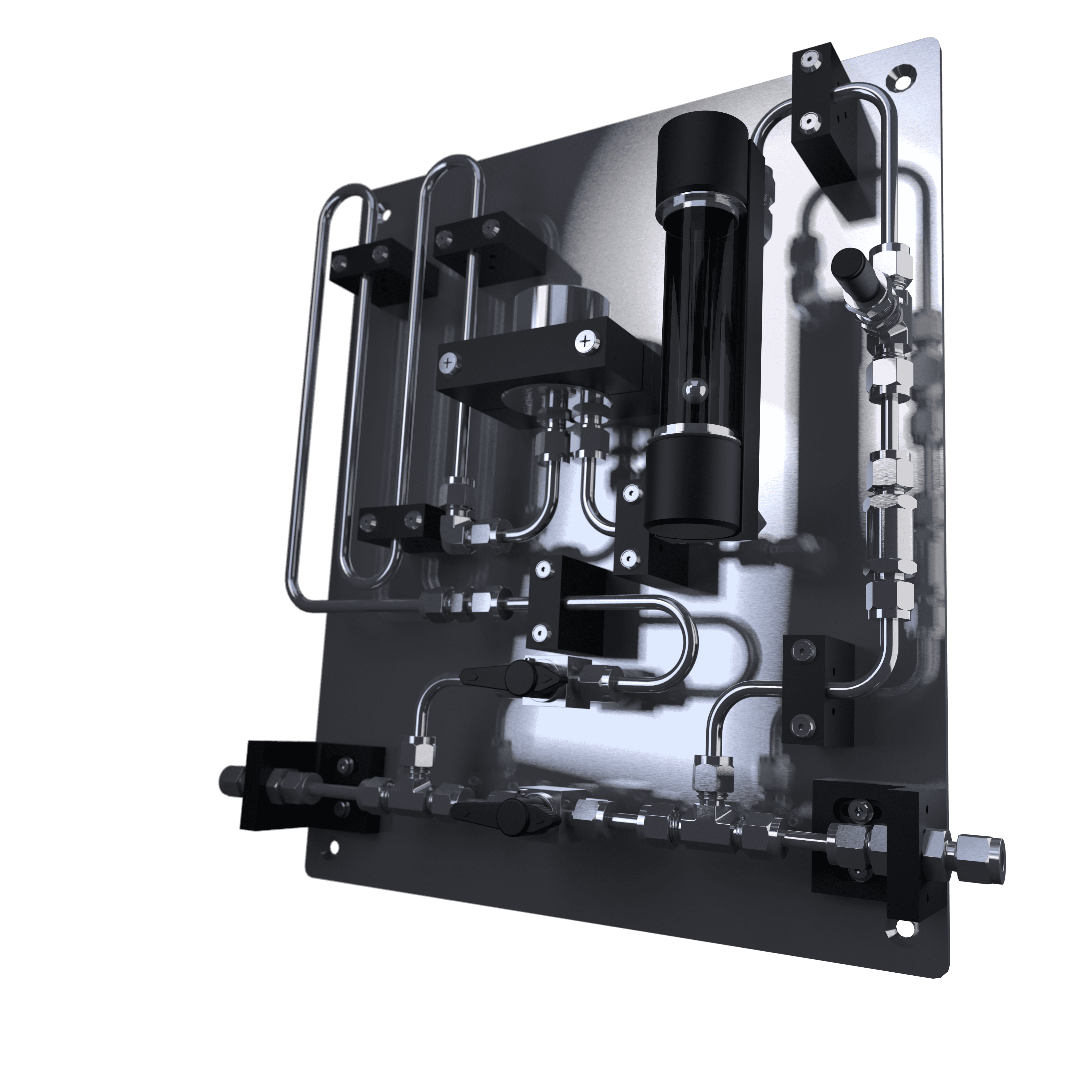 stainless steel sampling panel with holding tube and pressure regulation view 1 